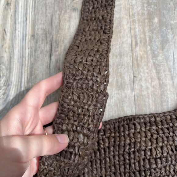 J. Jill Brown Woven Raffia Straw HOBO BAG Purse Tote Shoulder Bag 12"×14" NWT - Picture 5 of 10